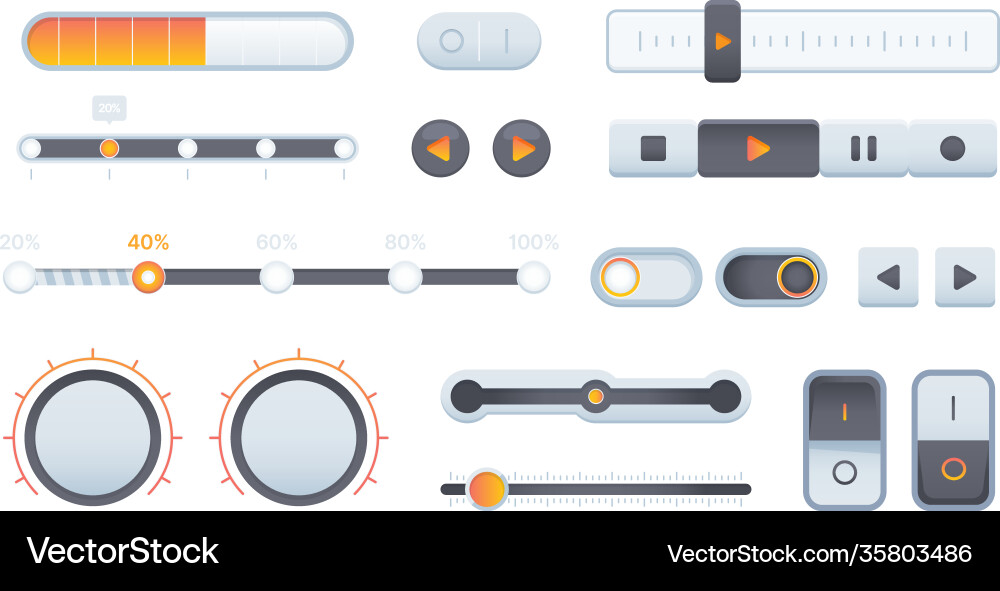 Sliders volume progressive bar controls scrolling Vector Image