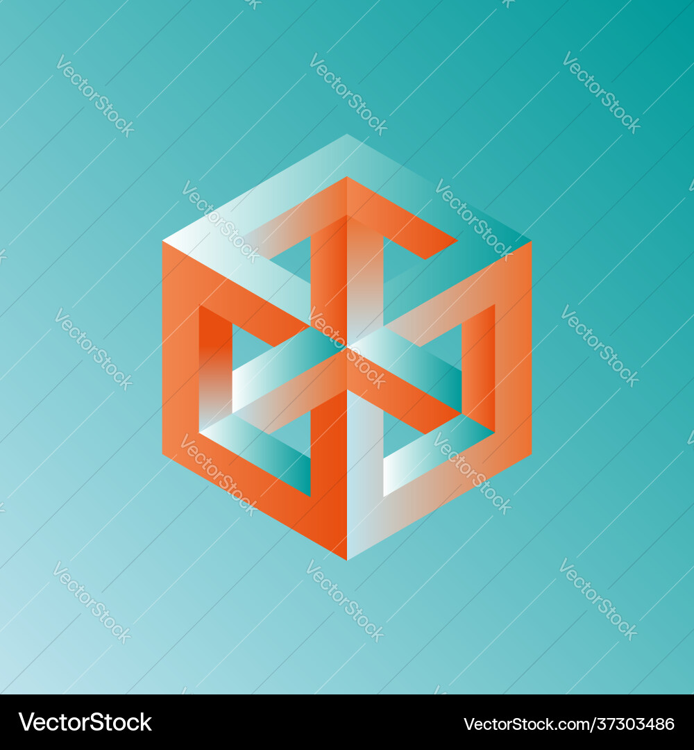 Unreal optical cube isometric drawing Unreal optical cube isometric drawing Vector Image