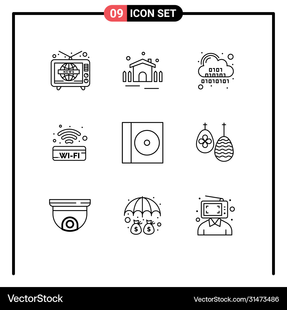 User interface pack 9 basic outlines case Vector Image