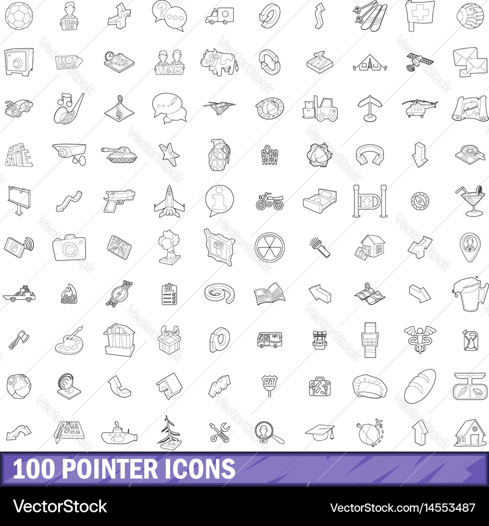100 pointer icons set outline style Vector Image