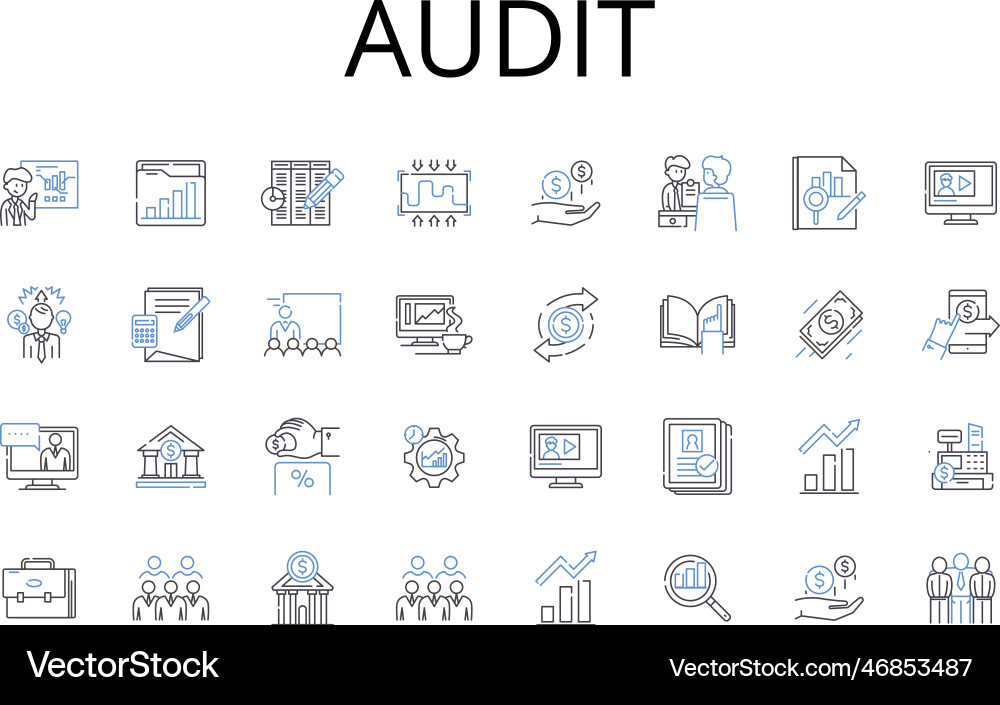 Audit line icons collection checkup verification Audit line icons collection checkup verification vector image
