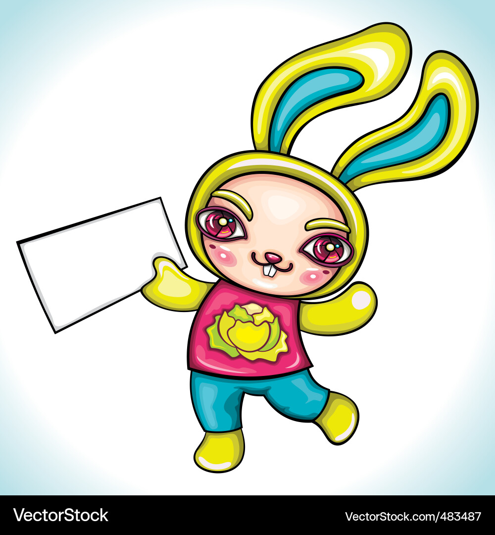 Cheerful Rabbit with Paper Vector Image