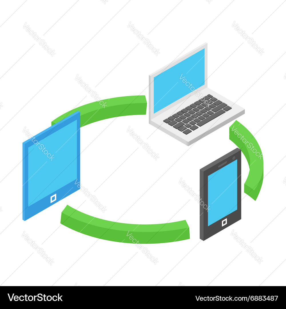 Computer network isometric 3d concept vector image