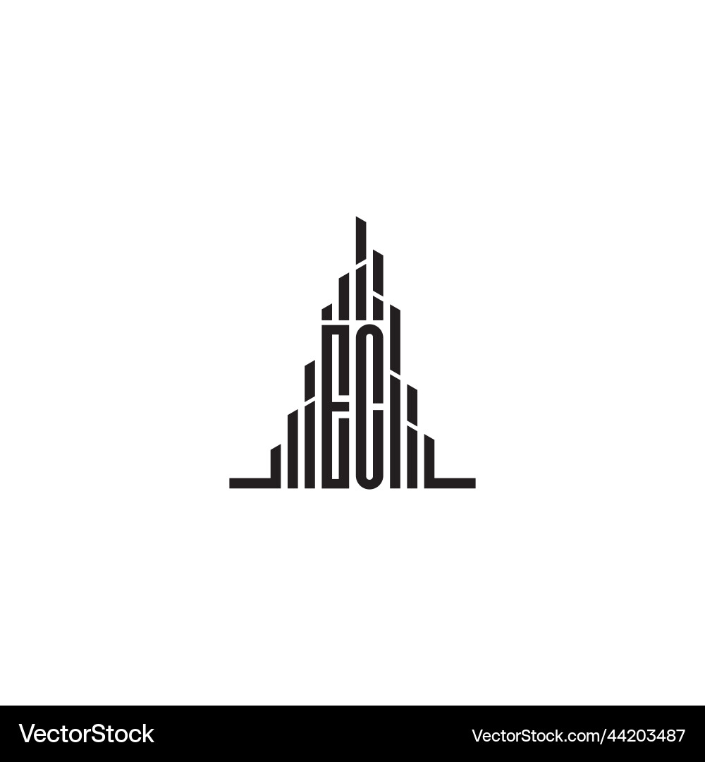Ec skyscraper line logo initial concept with high vector image