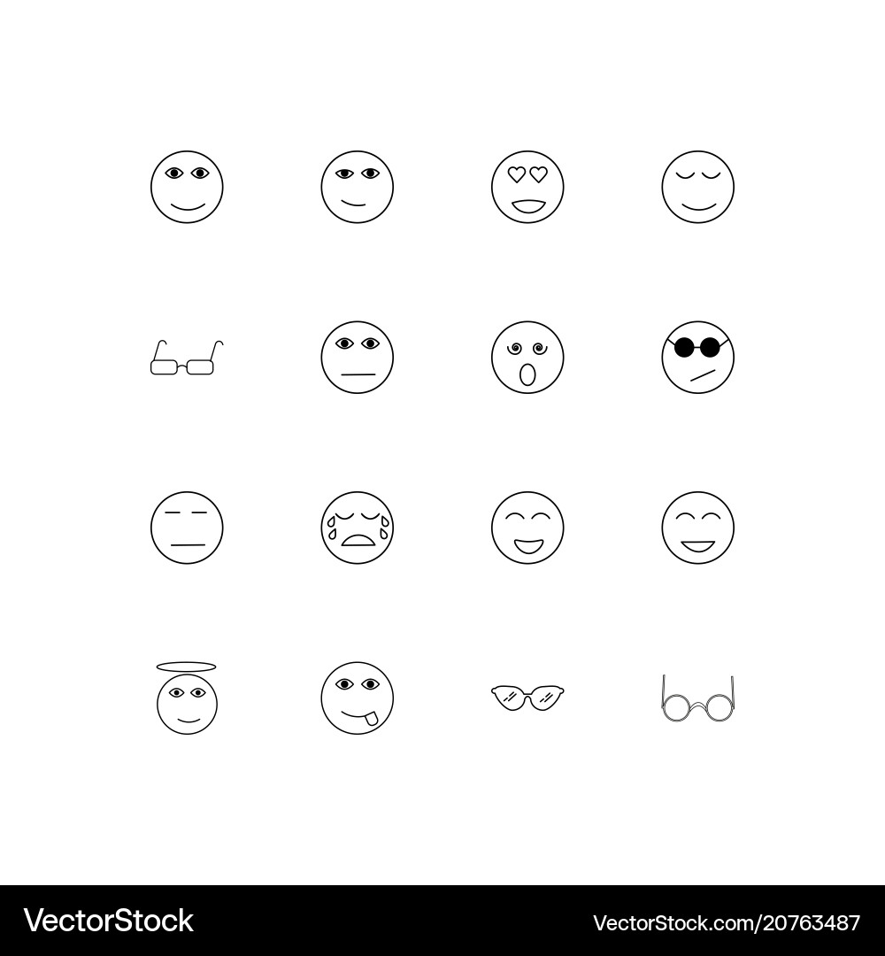 Emoticons linear thin icons set outlined simple Vector Image