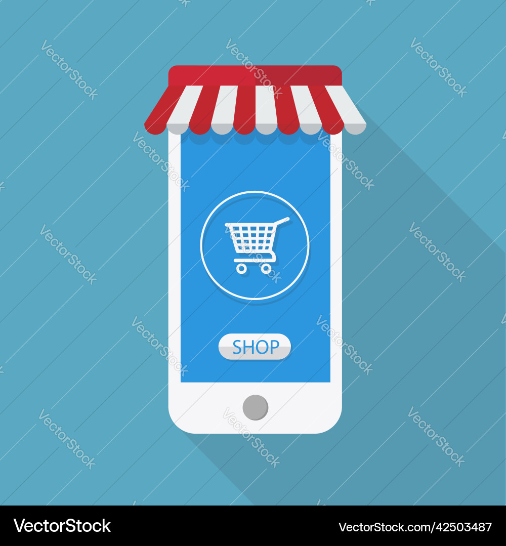 Flash design with long shadow the smart phone Vector Image