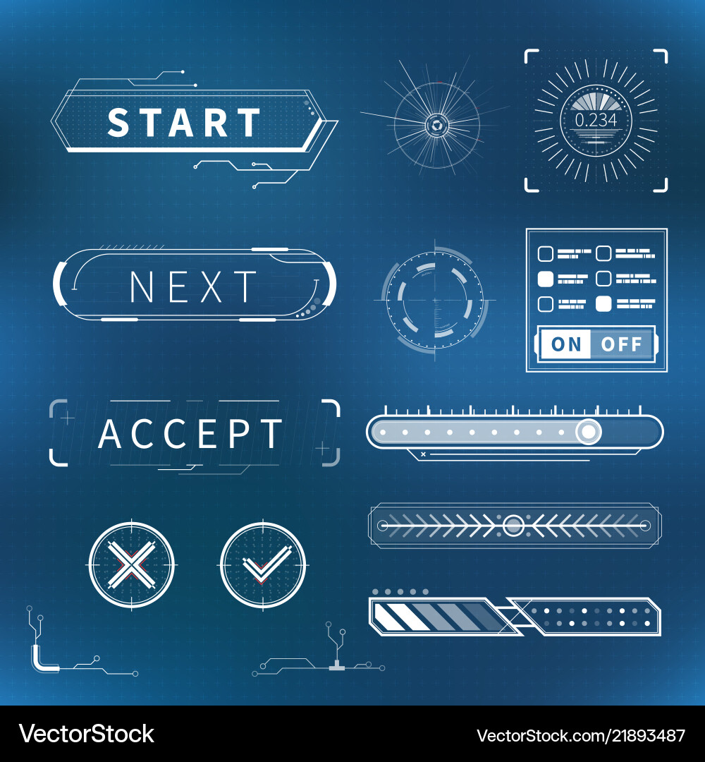 Futuristic Chart & Button Interface vector image