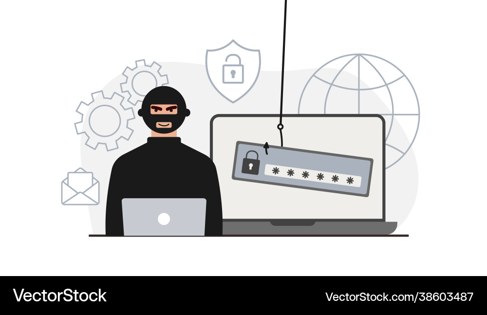 Hacker attack fraud with user data on social vector image
