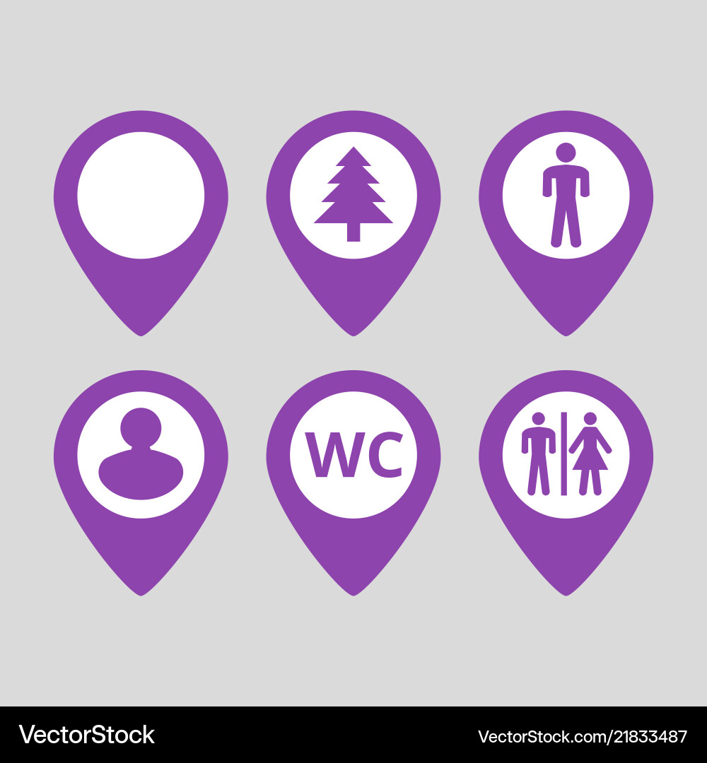 Map pin location icons set on gray background Map pin location icons set on gray background vector image