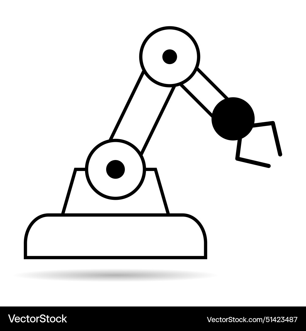 Mechanical robot arm machine shadow icon Mechanical robot arm machine shadow icon vector image