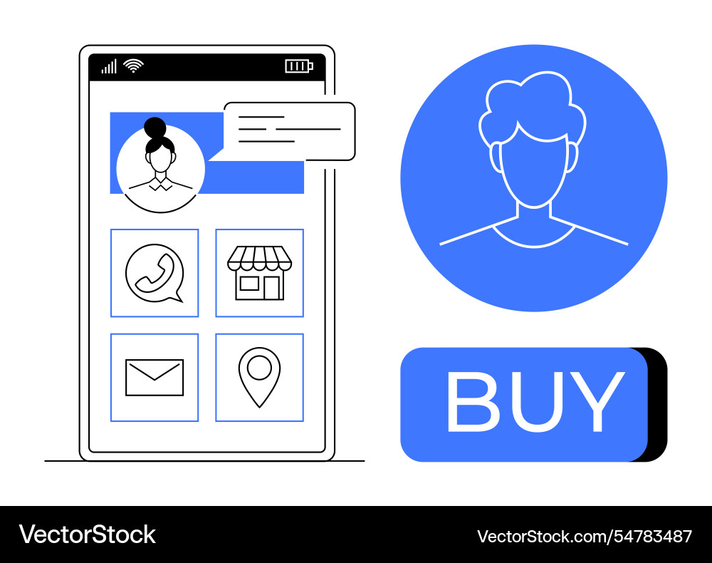 Mobile shopping app interface with user profile Mobile shopping app interface with user profile vector image