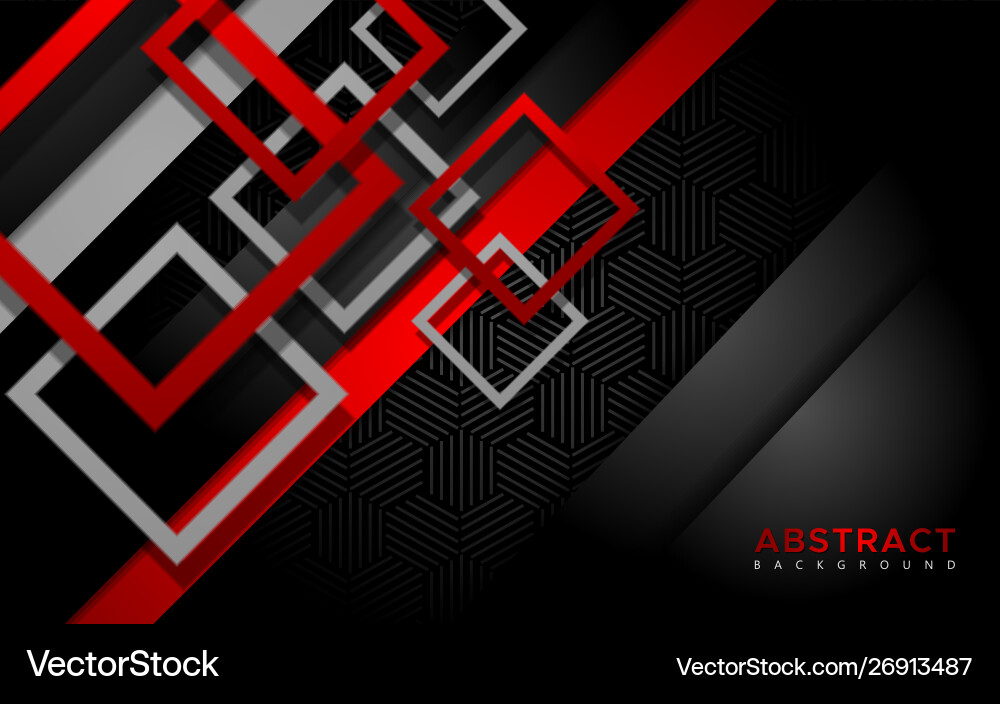 Modern red and white with square shape background vector image