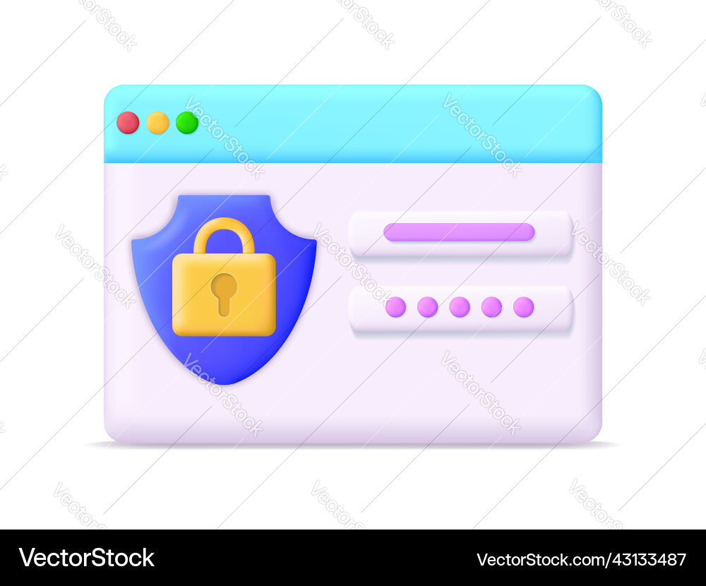 Password with lock in web form 3d icon Vector Image