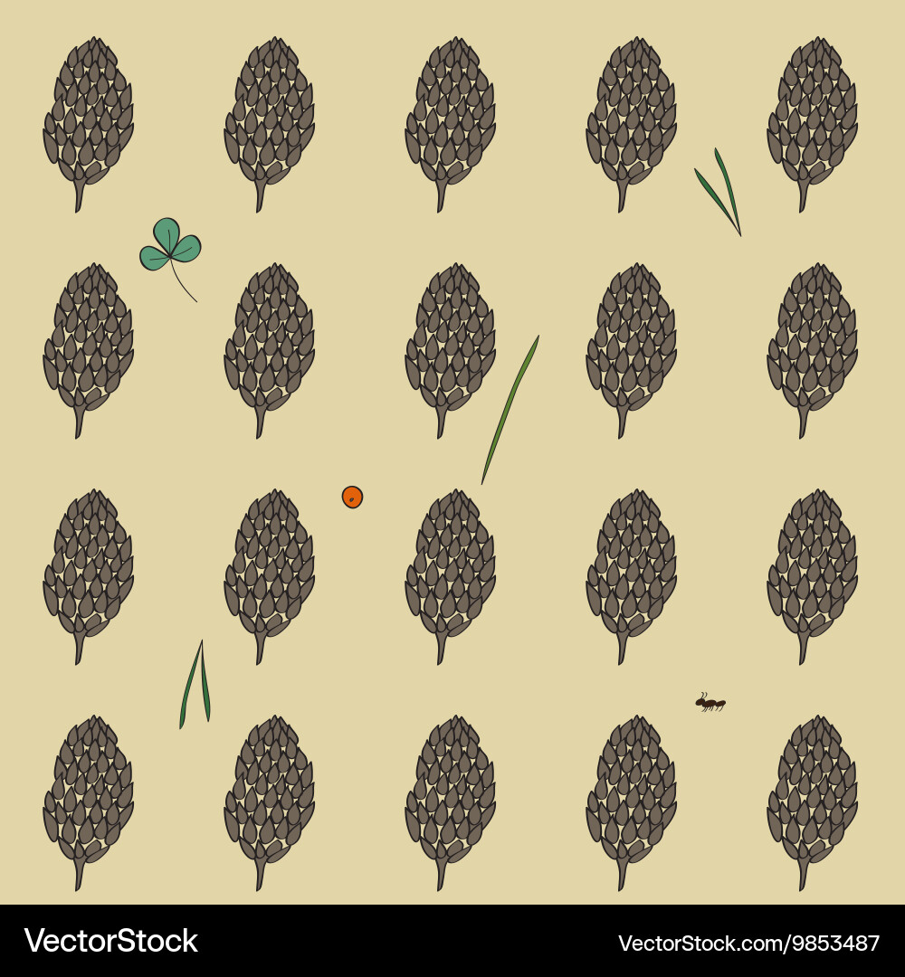 Pattern with the image of forest cones Vector Image