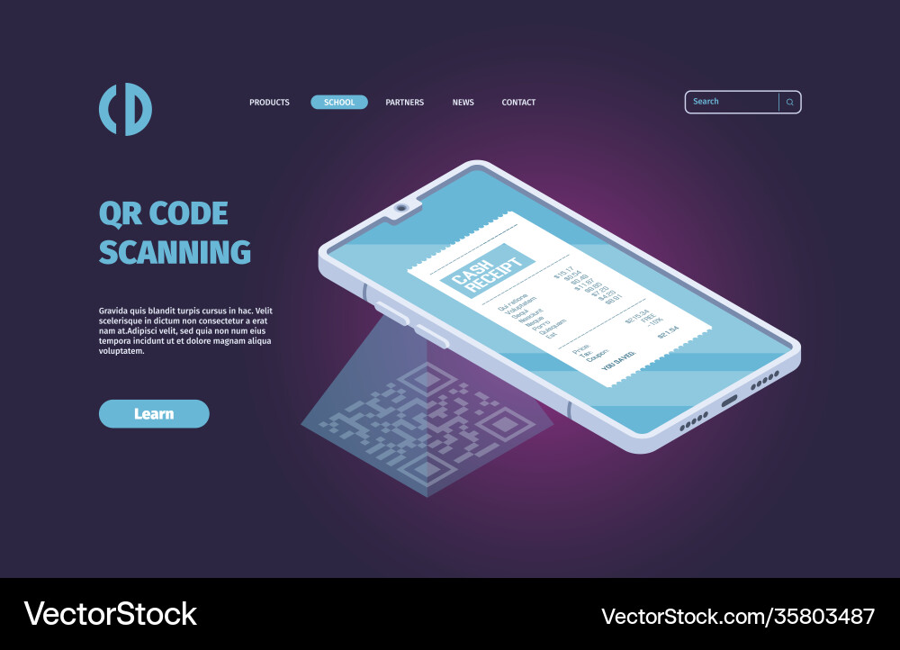 Qr code scanning landing smartphone verification Qr code scanning landing smartphone verification vector image