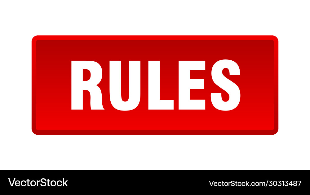 Rules button square red push Vector Image