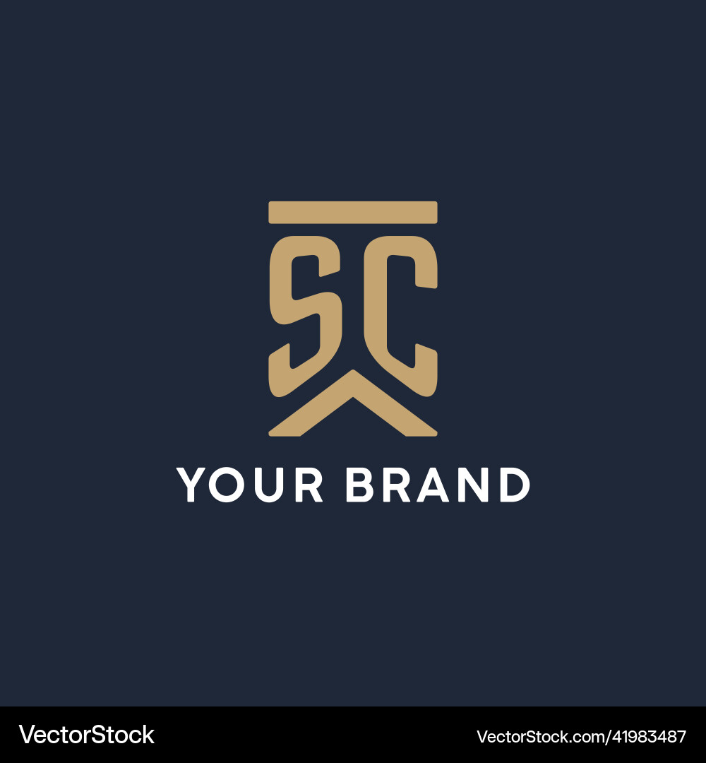 Sc initial monogram logo design in a rectangular Vector Image