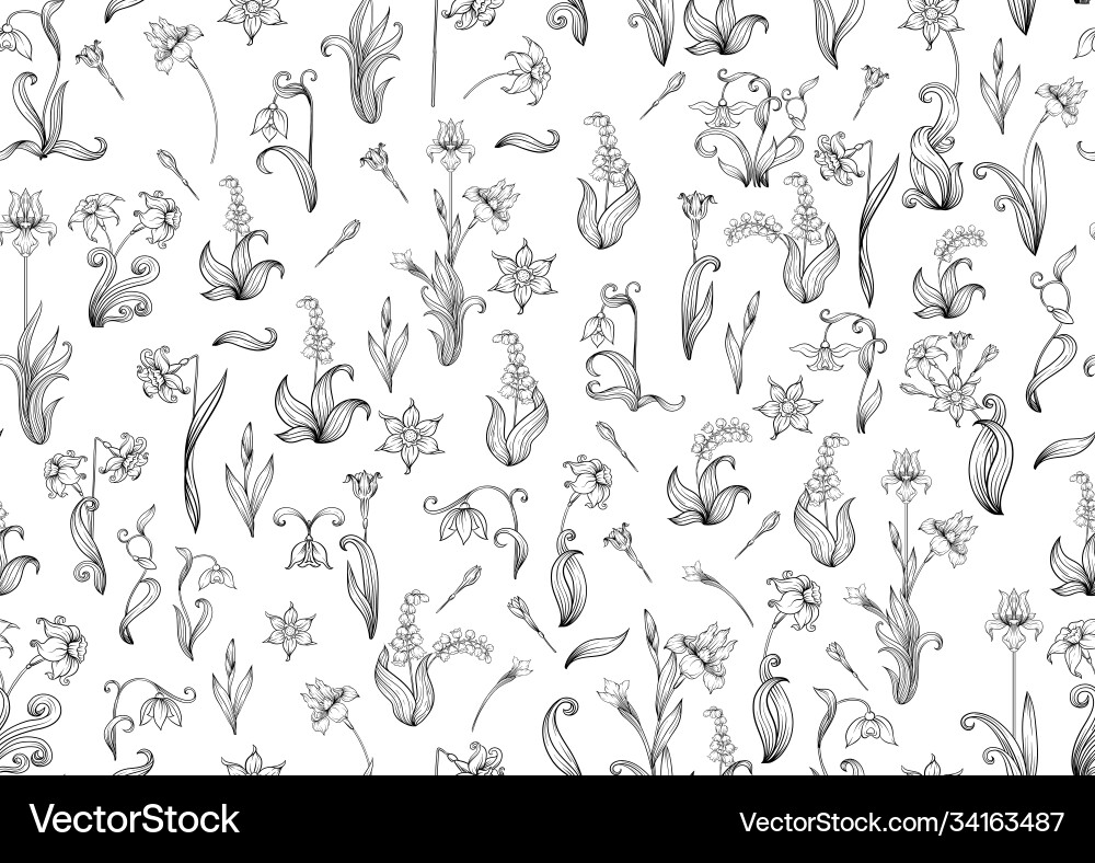 Seamless pattern background with spring flowers Seamless pattern background with spring flowers vector image