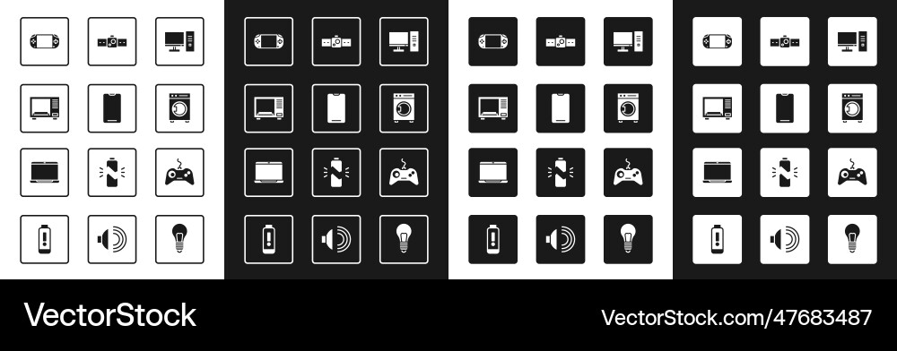 Set computer monitor smartphone mobile phone Vector Image