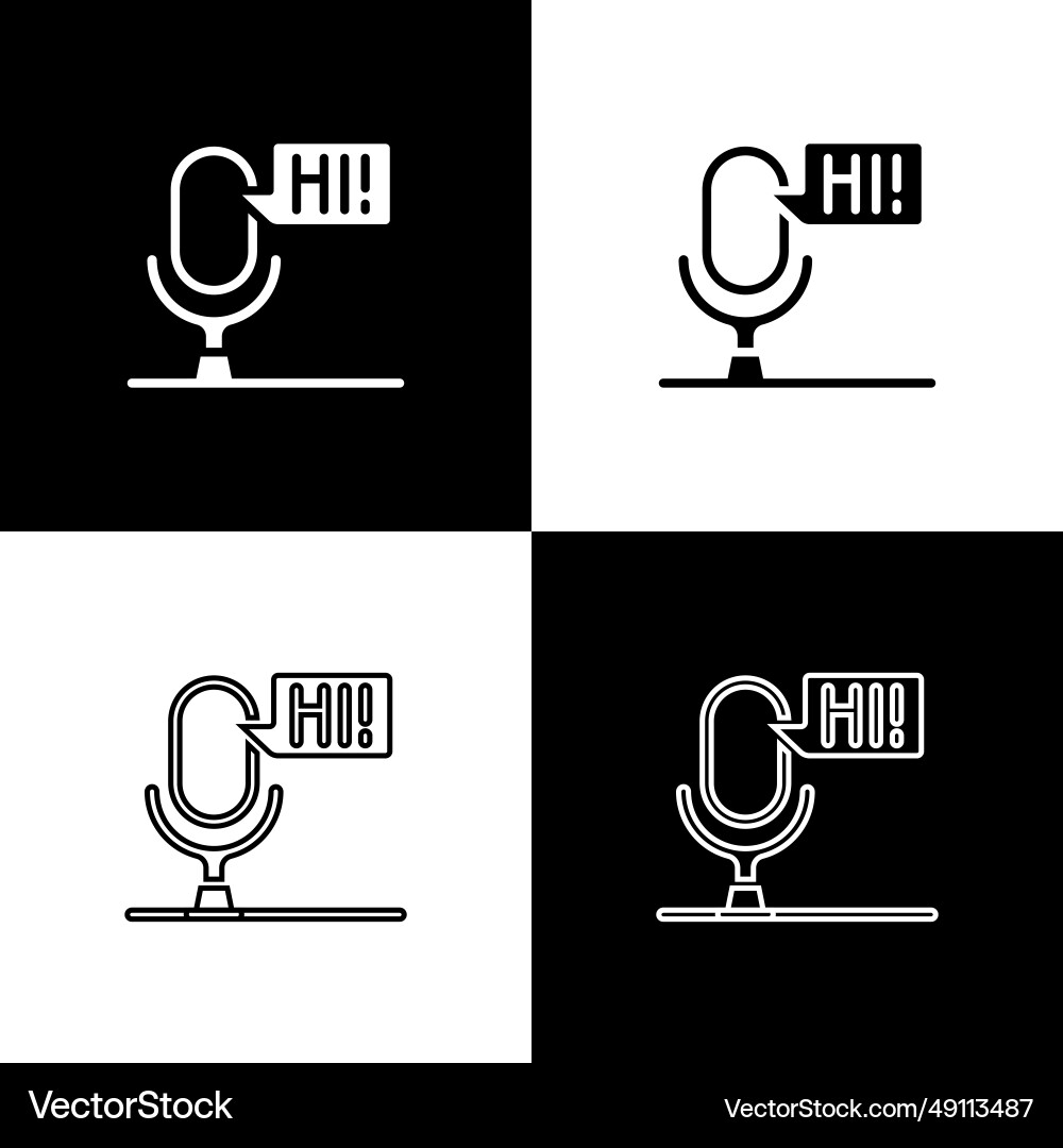 Set microphone voice device icon isolated Set microphone voice device icon isolated vector image