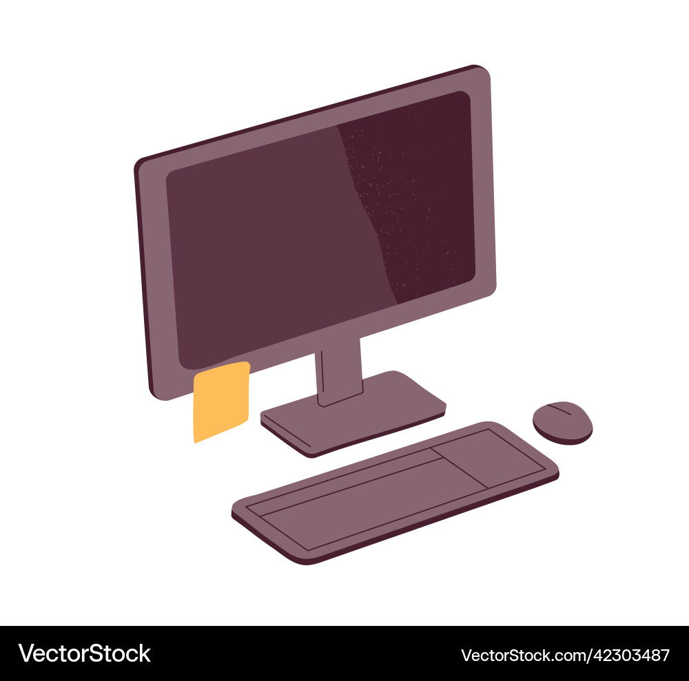 Sticky post note on desktop computer screen memo Sticky post note on desktop computer screen memo vector image
