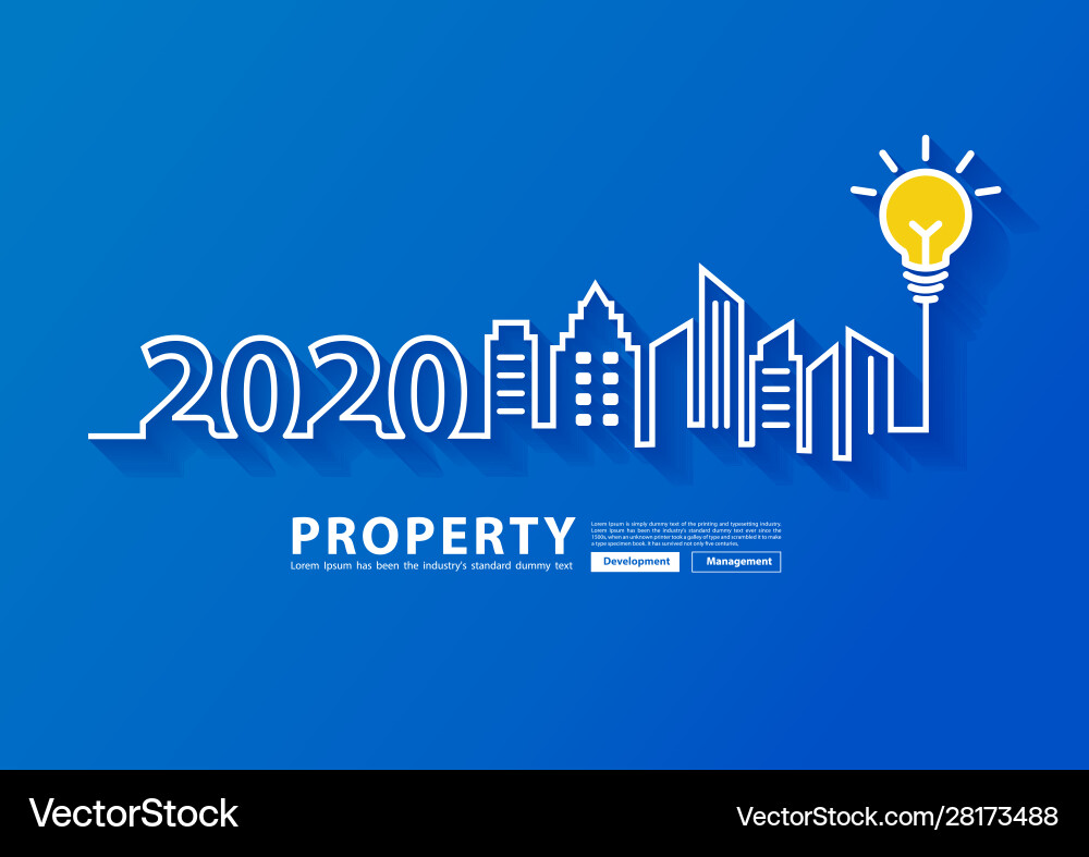 2020 new year city skyline line art creative 2020 new year city skyline line art creative vector image