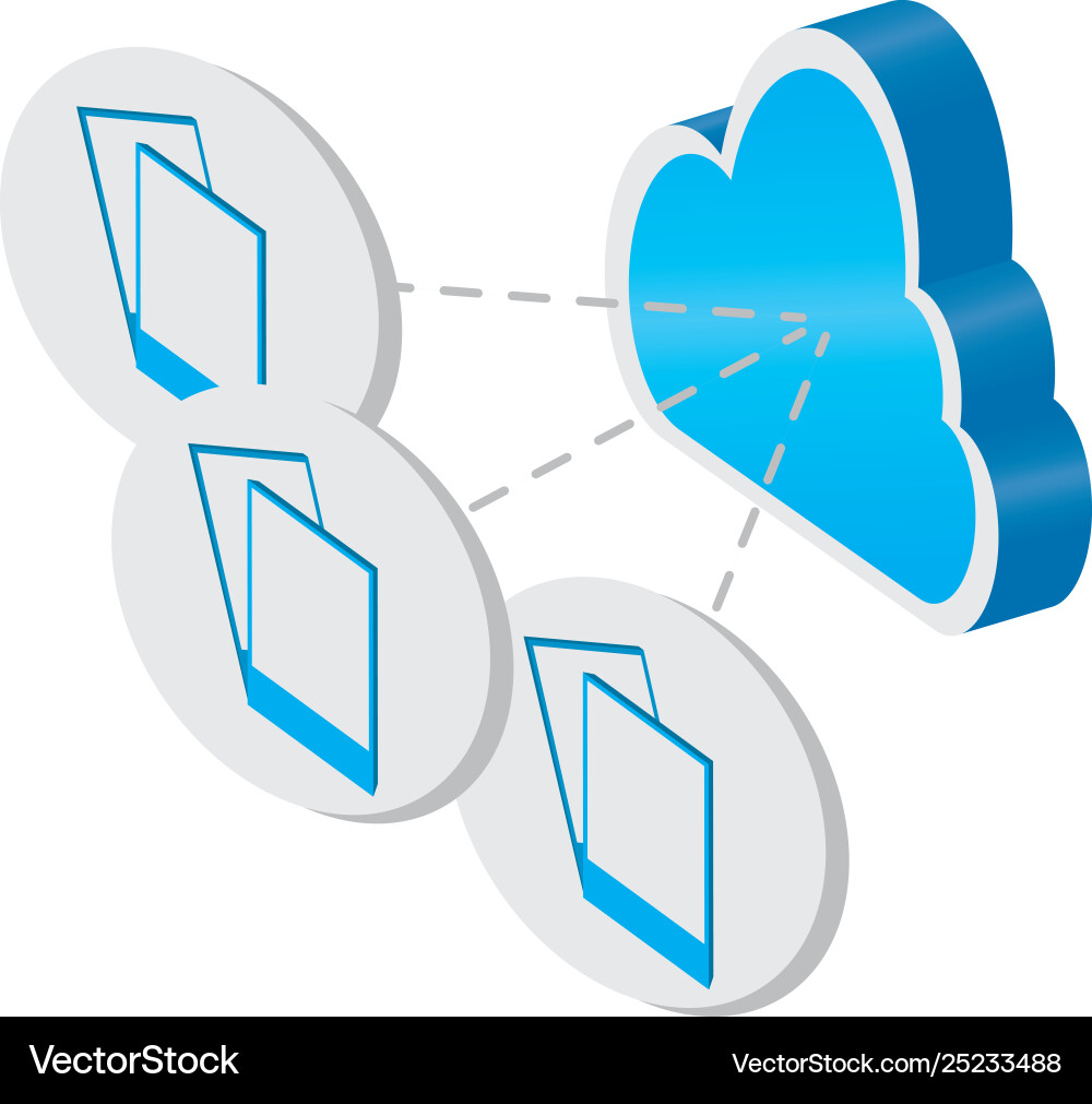 3d cloud computing icon with photo symbols vector image