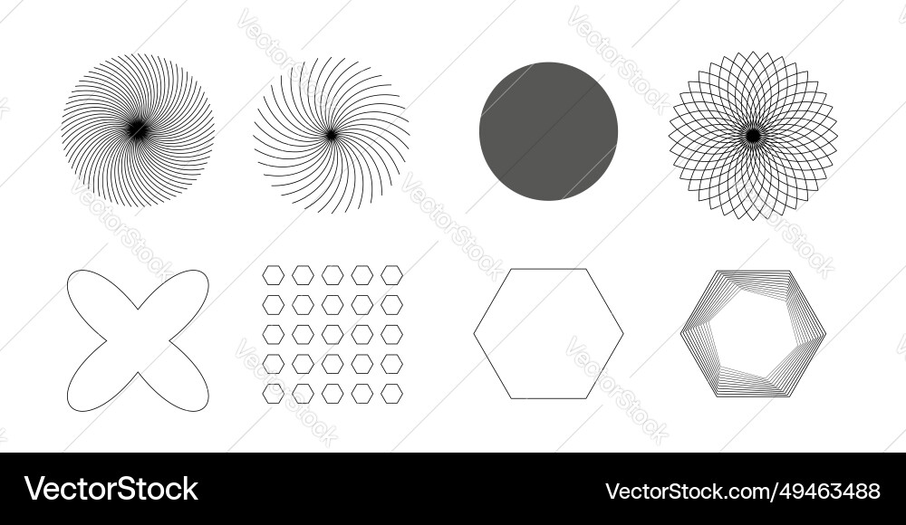A set of minimalistic linear icons and shapes A set of minimalistic linear icons and shapes vector image
