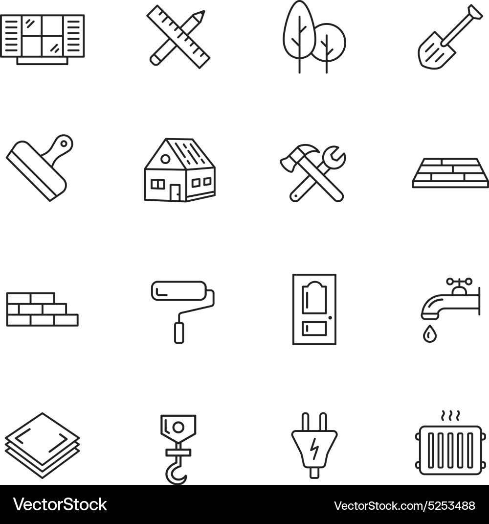 Construction Line Icons vector image