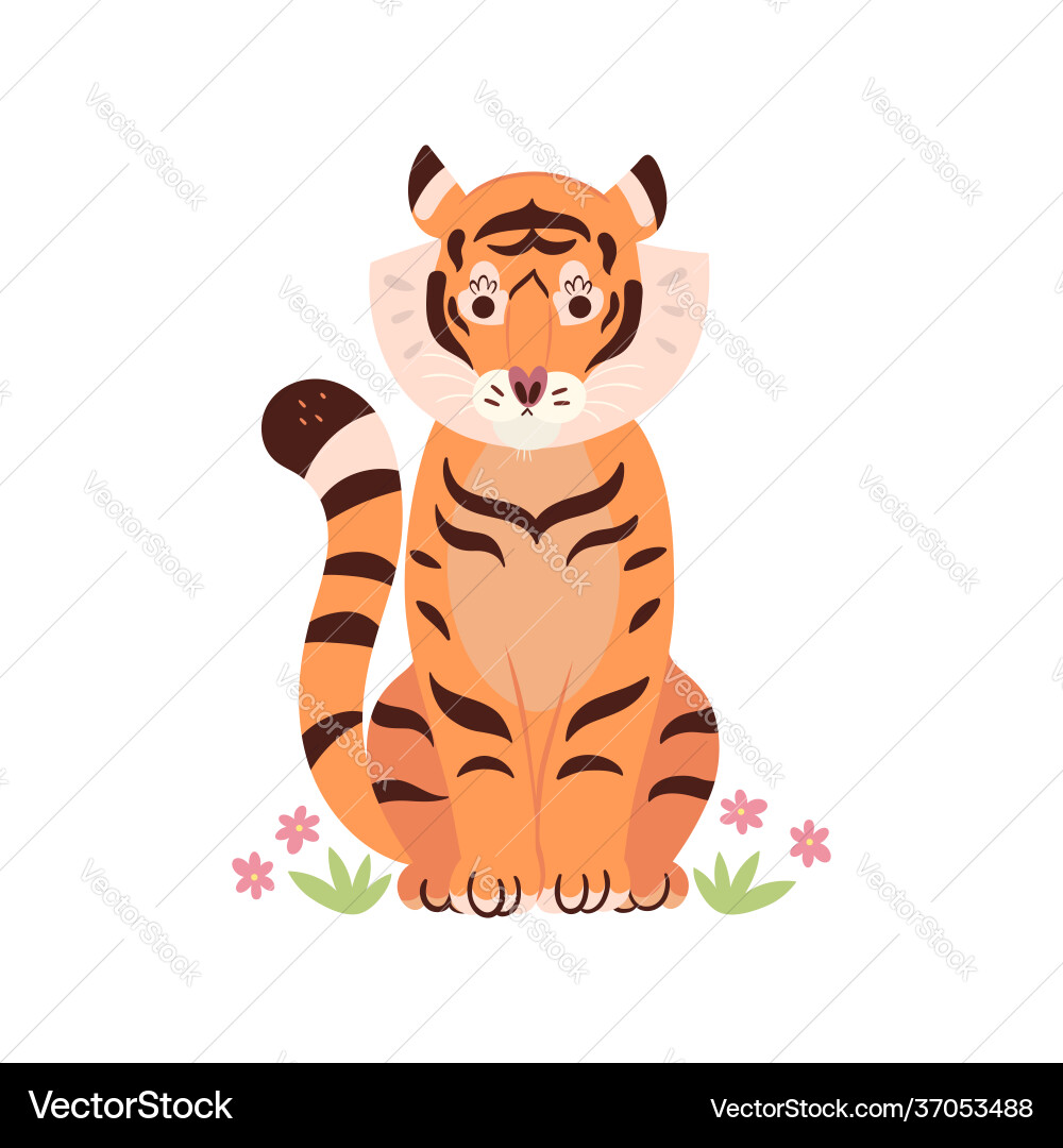 Cute cartoon tiger isolated on white background Cute cartoon tiger isolated on white background vector image