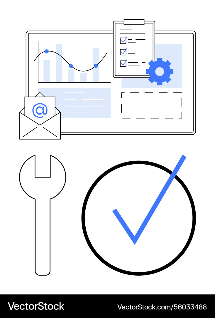 Data analysis dashboard with email checklist Data analysis dashboard with email checklist vector image