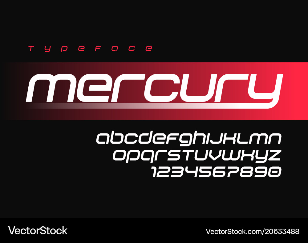 Futuristic Sports Font - Mercury Typeface Vector Image