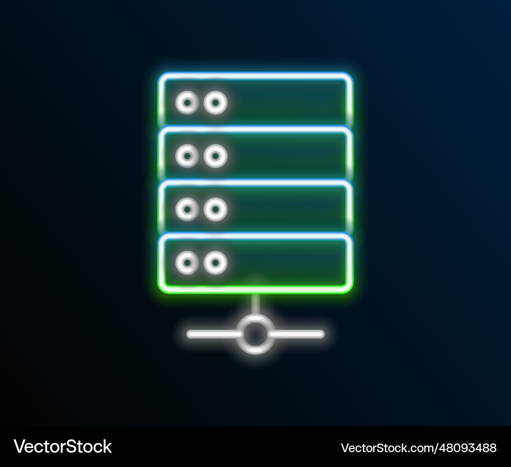 Glowing neon line server data web hosting icon Vector Image