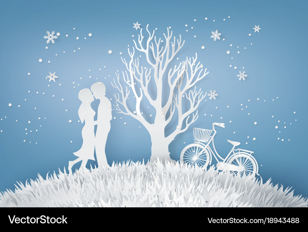 Lovers are hugging in a meadow with tree without Vector Image