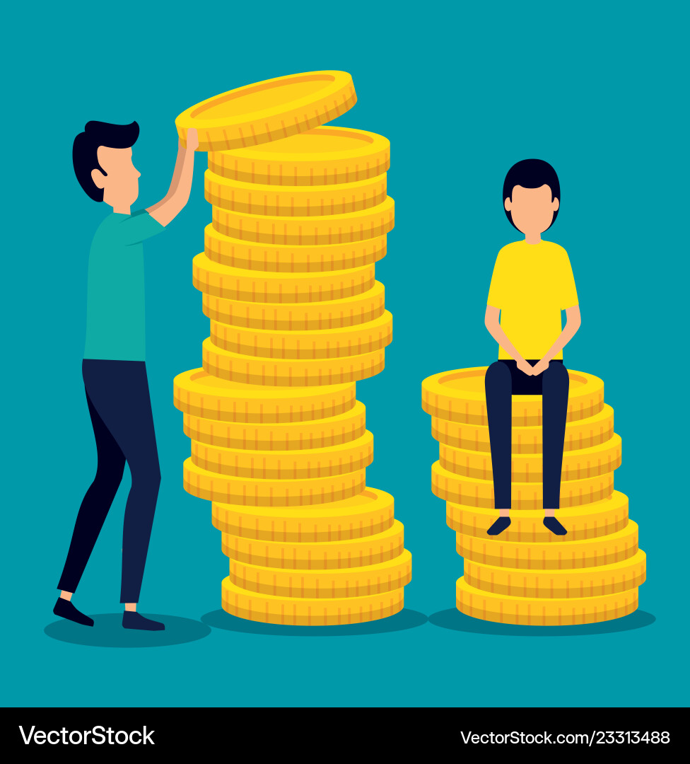 Men business teamwork with coins money Men business teamwork with coins money vector image
