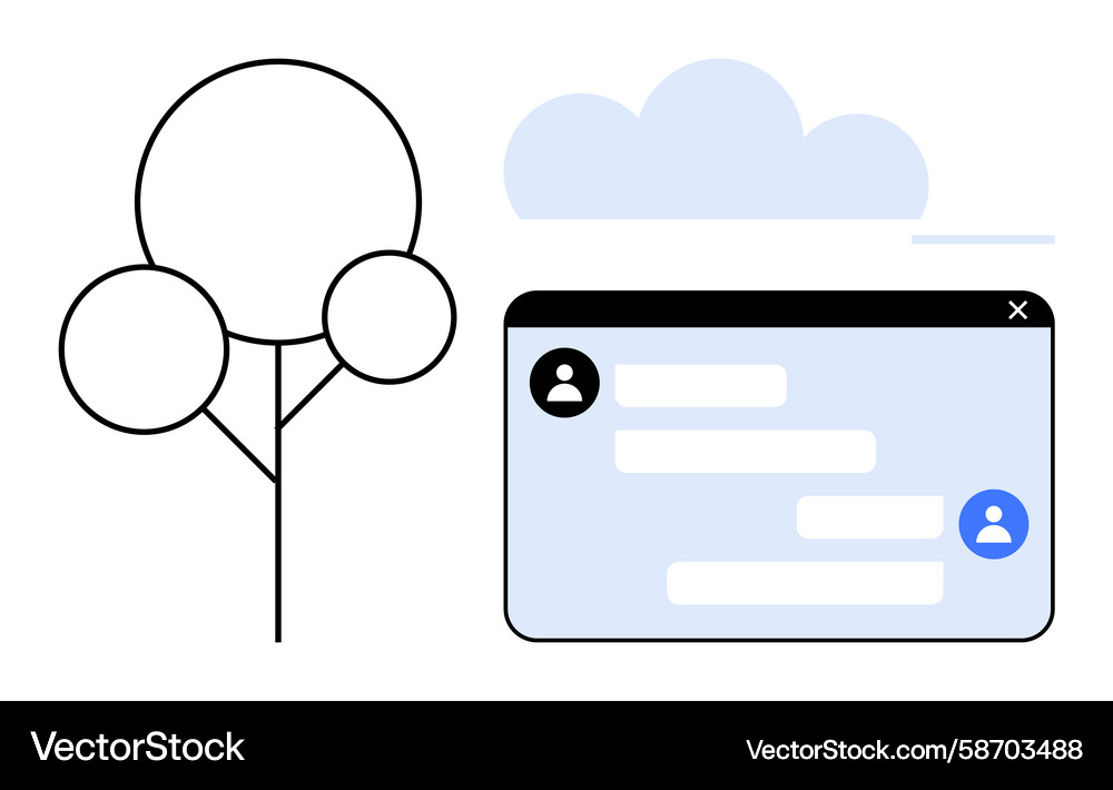 Modern Chat Interface - Cloud & Tree Vector Image