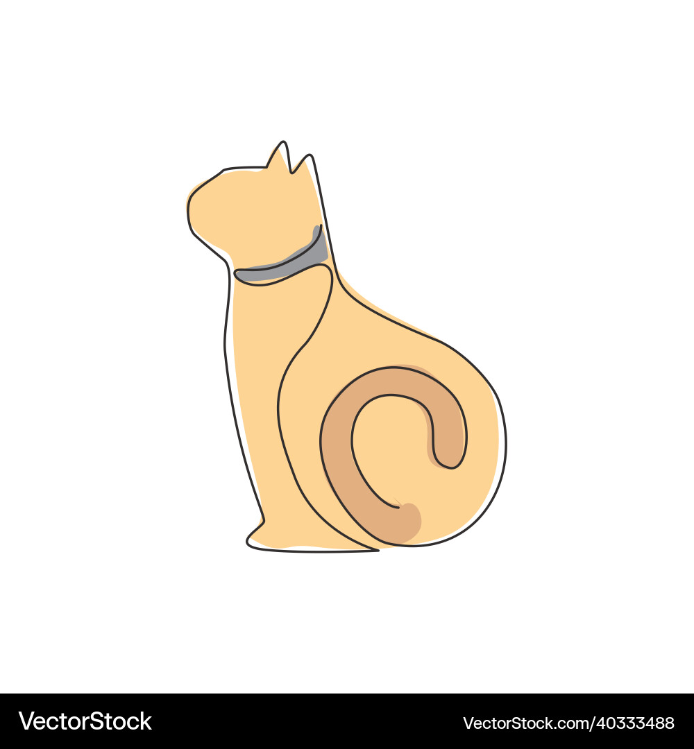 One continuous line drawing of simple cute cat One continuous line drawing of simple cute cat vector image