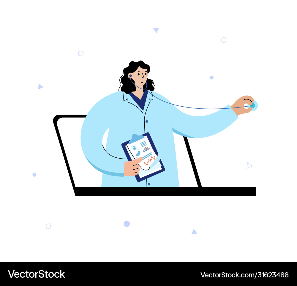 Online clinic and doctor concept Online clinic and doctor concept vector image