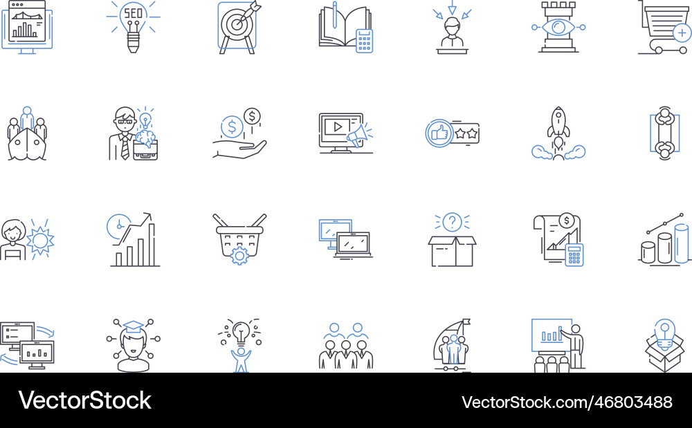 Organizing and arranging line icons collection Organizing and arranging line icons collection vector image
