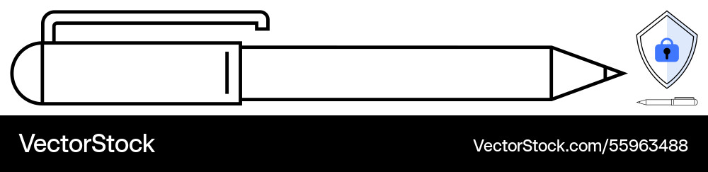 Pen with secure lock icon highlighting data Pen with secure lock icon highlighting data vector image
