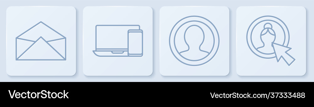 Set line envelope create account screen monitor Set line envelope create account screen monitor vector image