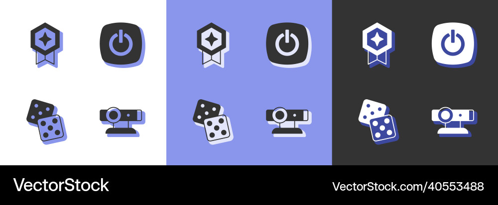 Set web camera game rating with medal dice Set web camera game rating with medal dice Vector Image