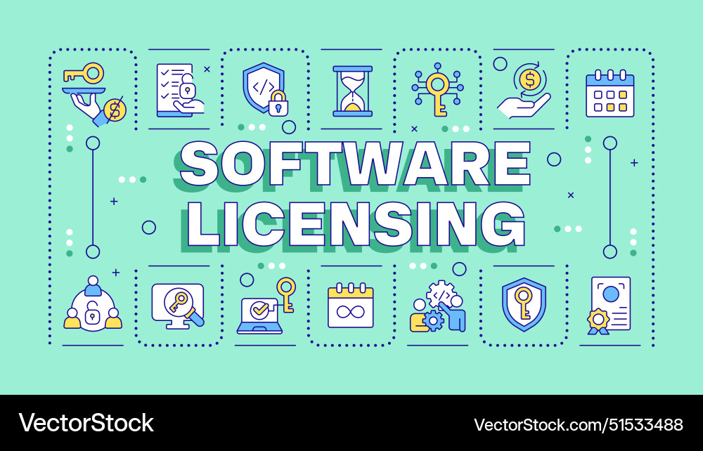 Software licensing cyan word concept Software licensing cyan word concept vector image