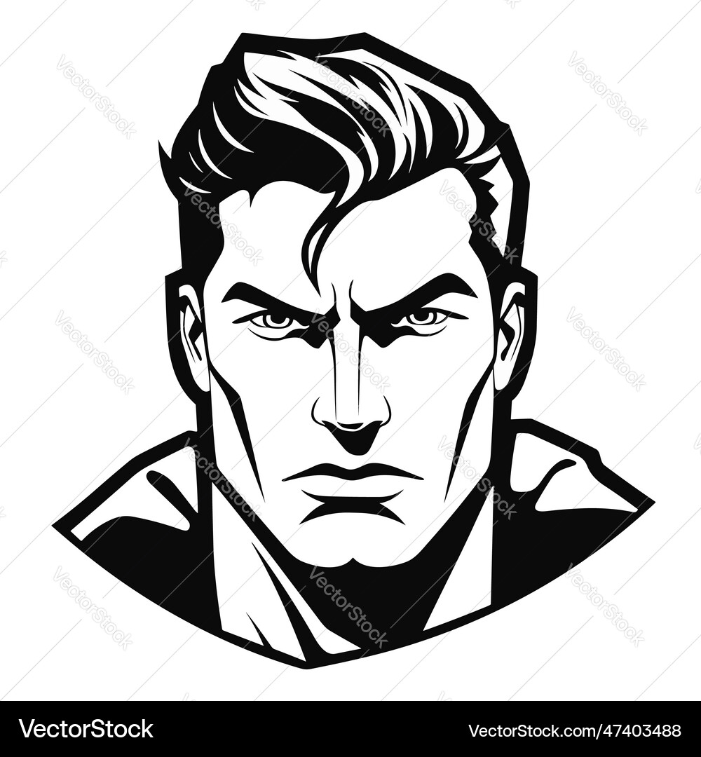 Superhero superman black and white line drawn – Royalty-Free Vector |  VectorStock, image size:1000x1080