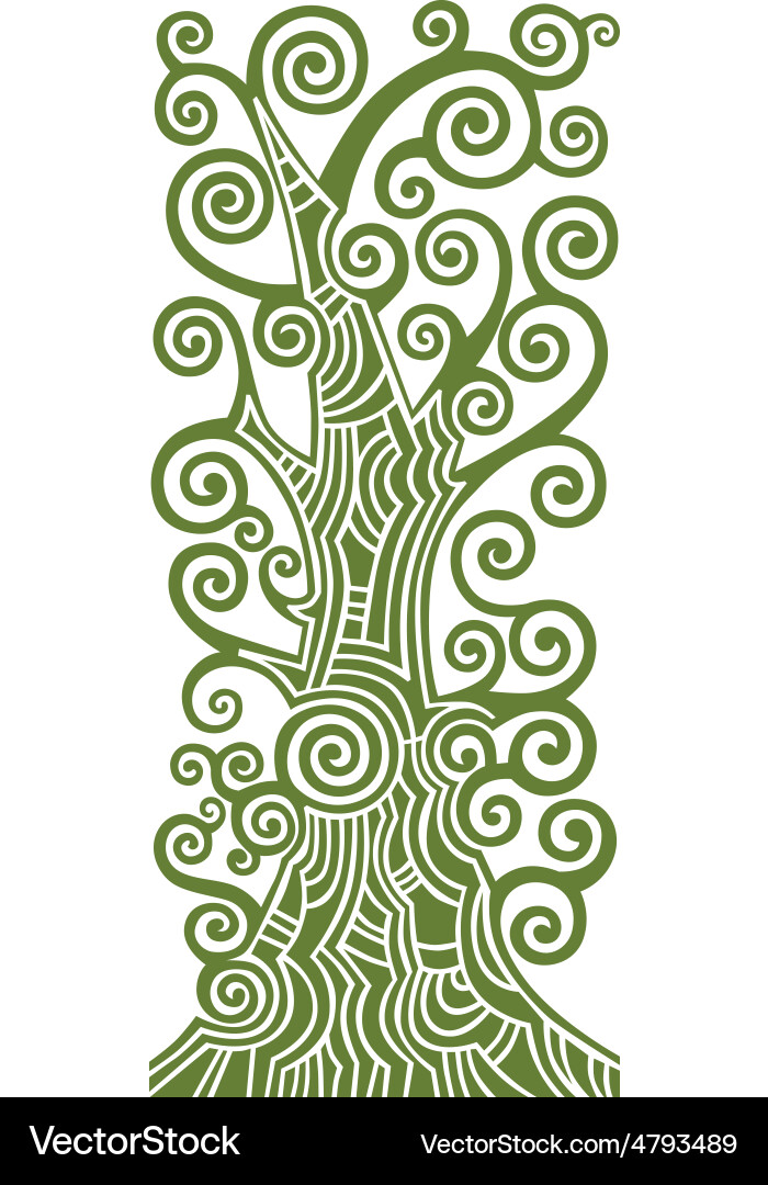 Abstract Green Scroll Tree Vector Image