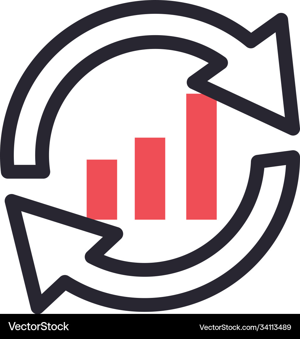 Bars chart with repeat arrow line and fill style Vector Image