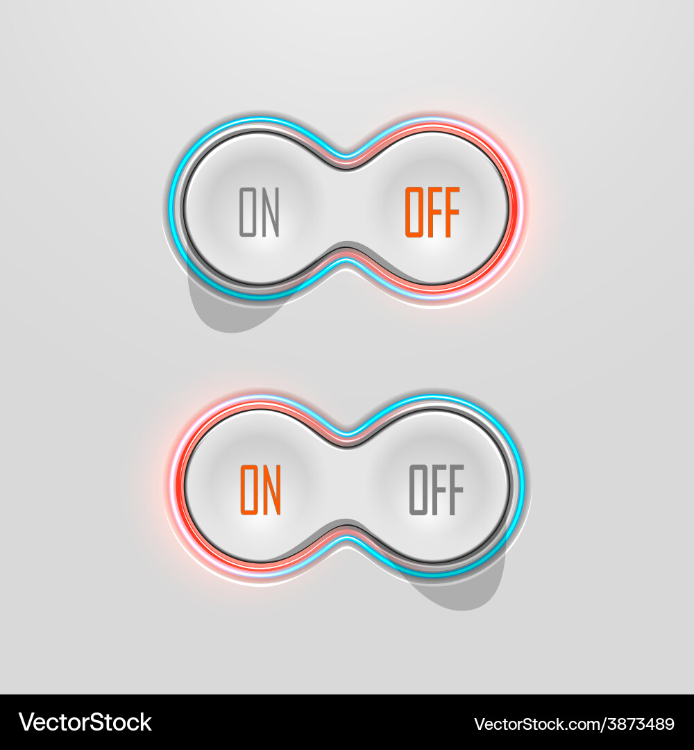 Button switches with backlight on and off stock vector image