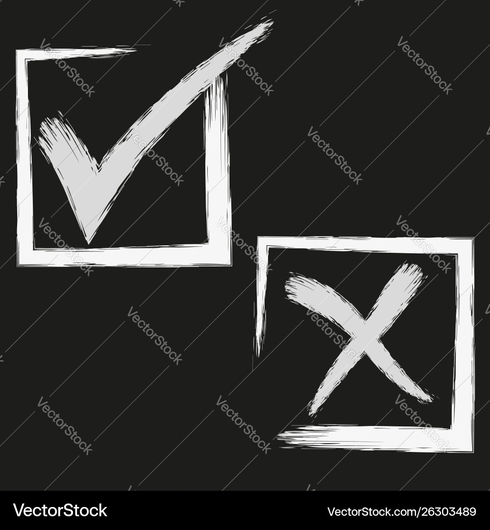 Check mark and cross in square symbol vector image