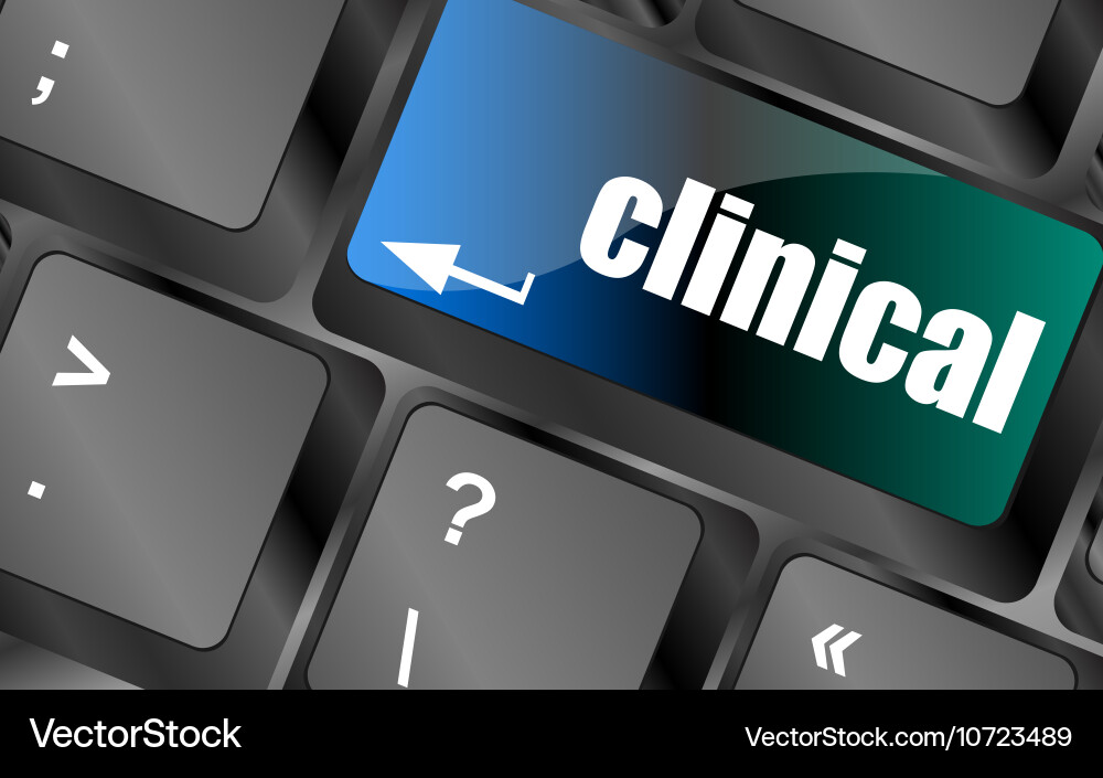 Clinical text on laptop computer keyboard keys Vector Image