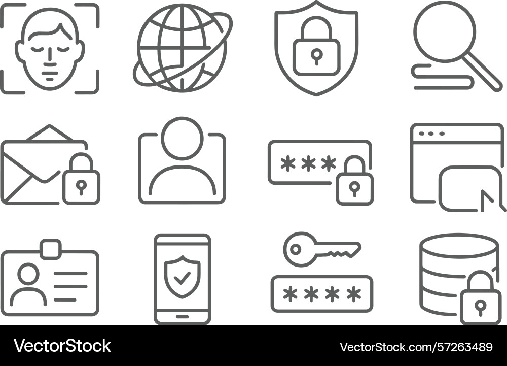 Collection of icons representing data privacy Vector Image